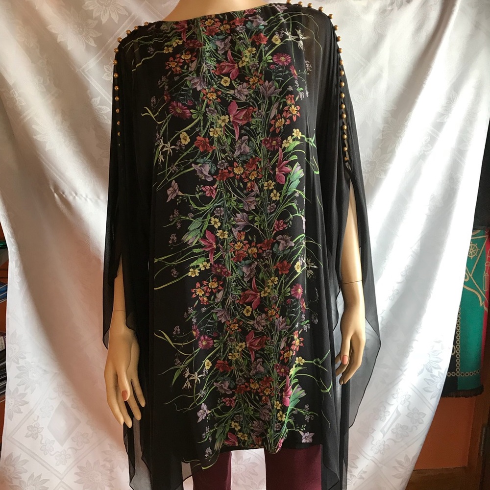 NWT$2400 GUCCI Flower Print Chiffon Tunic Dress 38